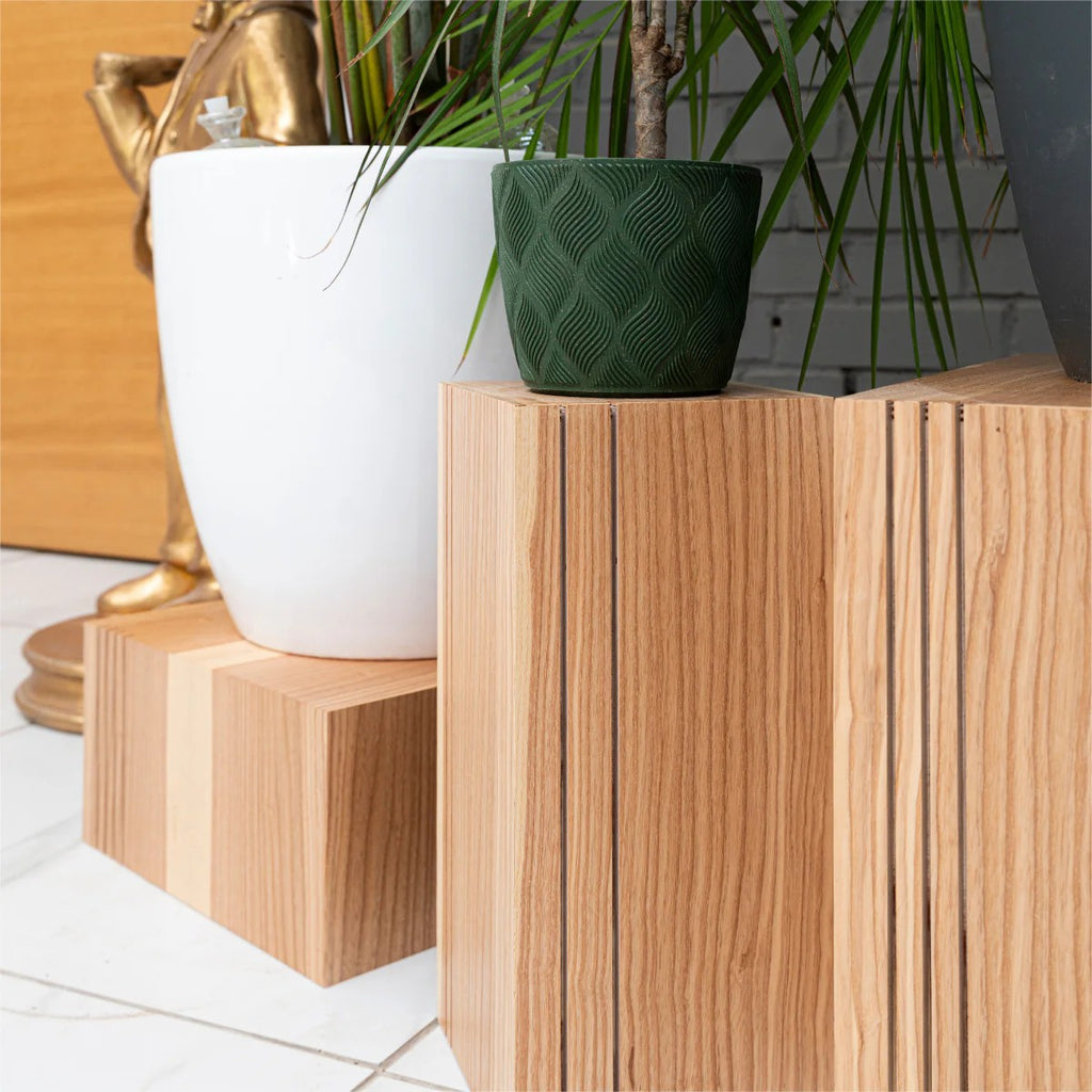 Floor Planter Podium Wooden Cubes (Set of 3)