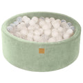 Round Ball Pit With 200 White/Transparent Balls, 90x30cm - Sage Velvet